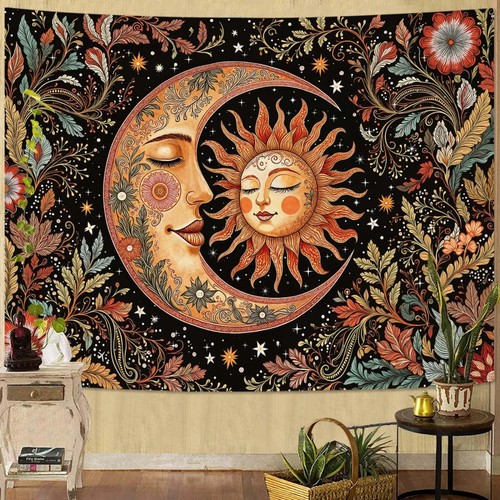 Vintage sun moon tapestry - moon,