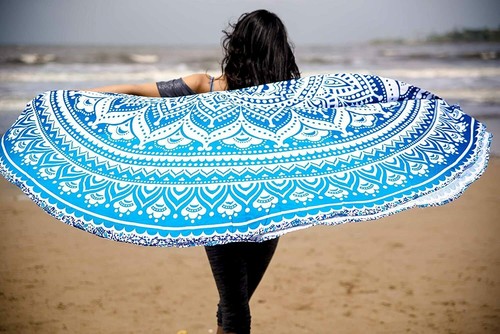 Blue hippie mandala tapestry - mandala,