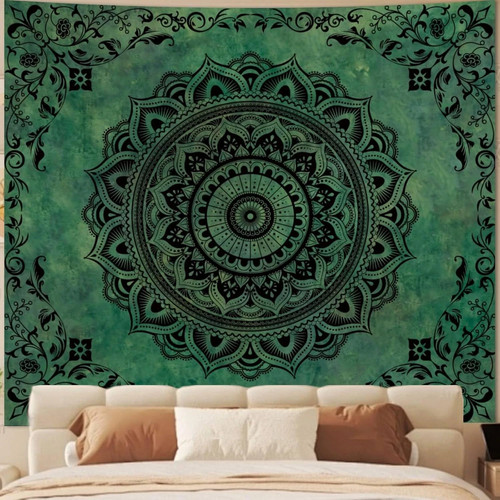 Green hippie tapestry - tapestry, wall