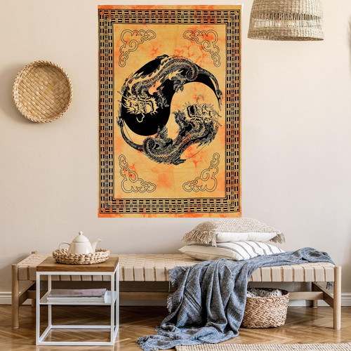 Yin yang dragon tapestry - yin, wall