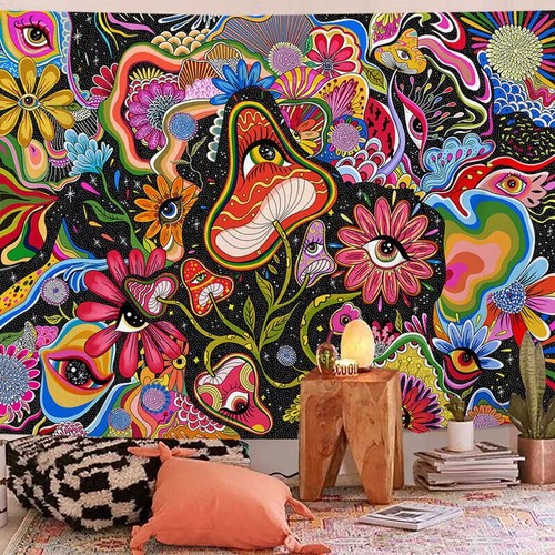 Hippie trippy tapestry - hippie,