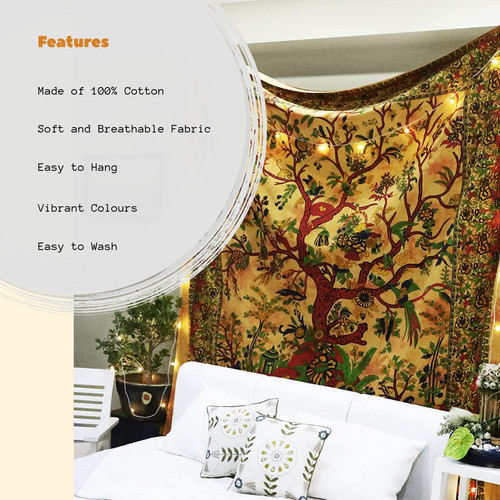 Yellow tree life tapestry - yellow, of
