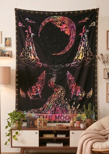 Boho wolf tapestry - boho,