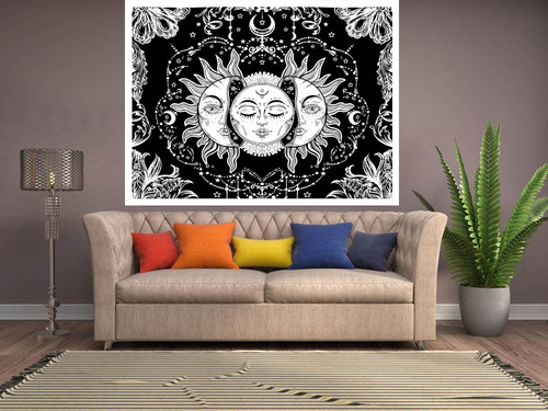 Sun moon tapestry cotton - moon,