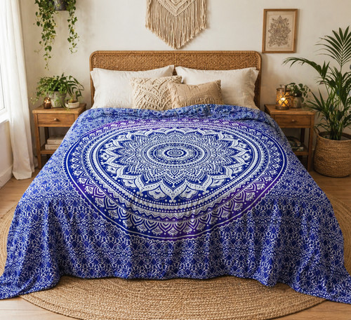 Purple mandala tapestry - purple,