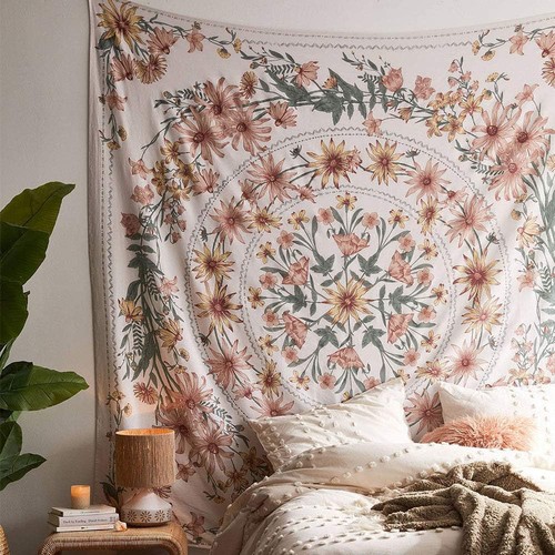 Beige bohemian tapestry wall - bohemian,