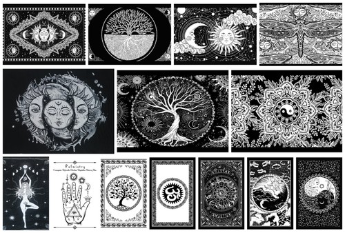 White sun moon tree wall - white,